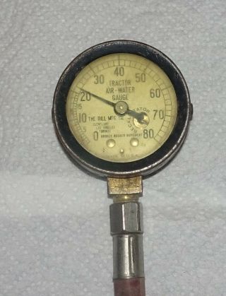 Vintage Tractor Air Water Tire Pressure Gage By Dill Mfg