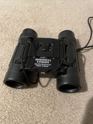 Bushnell Ensign Wide Angle Vtg Binoculars Black 10x25 6.  5 Degree Vintage