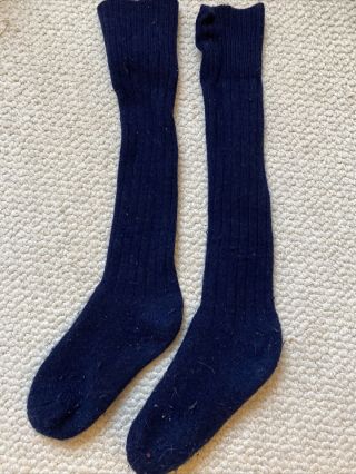 Vintage Wool Knicker Socks,  Navy Blue,  Sock Size 9 - 11”,  Cross Country Skiing