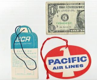 Pacific And West Coast Airlines Baggage String Tag Label Sticker