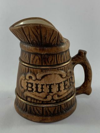Rare Vintage Treasure Craft Barrel Style Butter Serving Pitcher ©1957 Usa