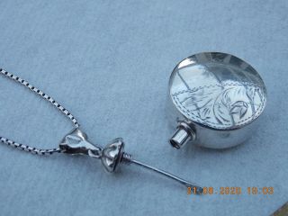 Delightful Vintage Hallmarked Silver Perfume Bottle Pendant Necklace
