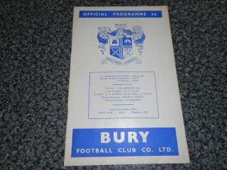 Bury V Accrington Stanley 1959/60 March 19th Vintage Post