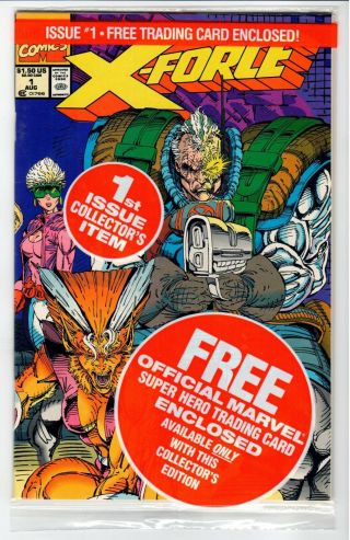 X - Force 1 - With Deadpool Card - Nm Aug 1991 Vintage Marvel Comic