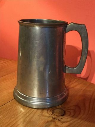 Vintage Sheffield English Pewter Pint Tankard Glass Bottom