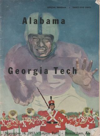 1953 Georgia Tech Vs Alabama Football Program