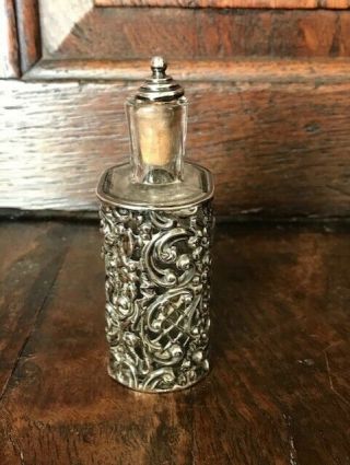 Antique Solid Silver Perfume Scent Bottle 2