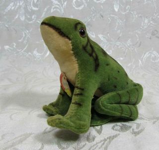 Vintage Steiff Froggy 3410 - 3 1/4 " Green Webpelz Frog W Button & Chest Tag