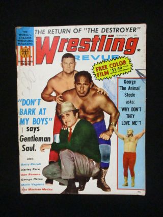 Vintage February 1971 Wrestling Revue George " The Animal " Steele Cover 1191