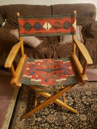 Vintage Rare Telescope Folding Furniture Navajo Canvas Directors Chair