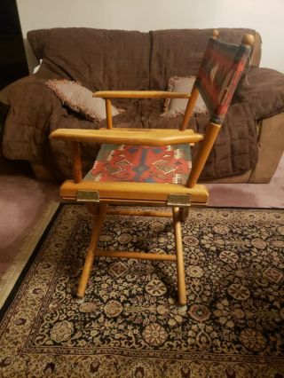 Vintage rare Telescope Folding Furniture navajo Canvas Directors Chair 3