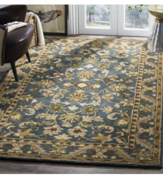 Hand - Tufted Antiquity Blue / Gold Wool Area Rug 5 