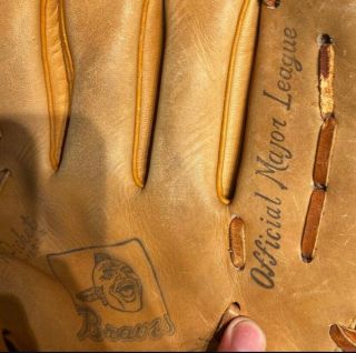 Atlanta Braves Vintage Baseball Glove Mascot Leather Rare 2