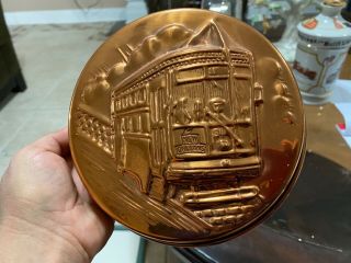 Vintage Copper Brass Candy Jello Mold Wall Hanging Famous Orleans Streetcar