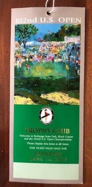 2002 Us Open Ticket Set (2) (trophy Club And Playoff Ticket) Tiger Woods Victory