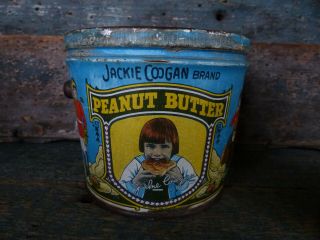 Antique Advertising Tin Pail Jackie Coogan Cleveland Oh Peanut Butter 16 Oz