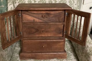 Vintage Antique 3 Drawer Wooden Spice Box Tabletop Cupboard Cabinet