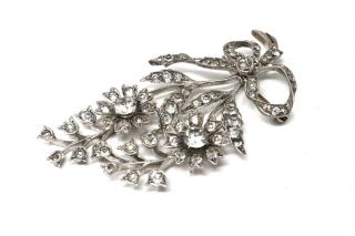 A Gorgeous Antique Art Deco Sterling Silver 925 Articulated Paste Flower Brooch