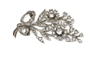 A Gorgeous Antique Art Deco Sterling Silver 925 Articulated Paste Flower Brooch 2