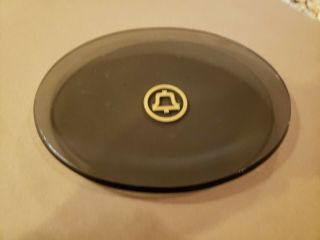 Vintage Ma Bell Telephone Systems Employee Award Gift Gold Leaf Logo Glass Tray
