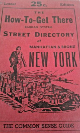 Vintage 1942 York Manhattan & Bronx Subway Map,  Street Directory