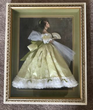 Antique Victorian Fabric Embellished Fashion Print 3d Shadow Box Of Joan Pifarre