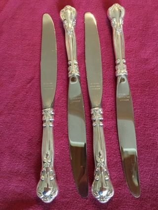 Gorham Chantilly Sterling Silver Modern Hollow Knives 8 7/8 ",  Set Of 4