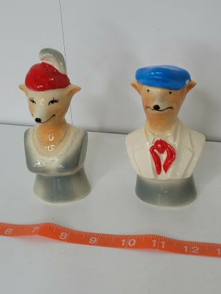 Vintage Blossom Valley Foxes Salt And Pepper Jim Beam Fox Shakers Set