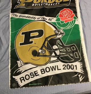 2001 Purdue Boilermakers Rose Bowl Banner 40” By 26” Great Shape