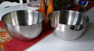 2 Vintage 8 1/2 " Large Hamiltin Beach Stainless Steel Mixing Mixer Bowls