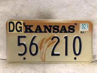1992 Kansas Vanity License Plate “56 210”