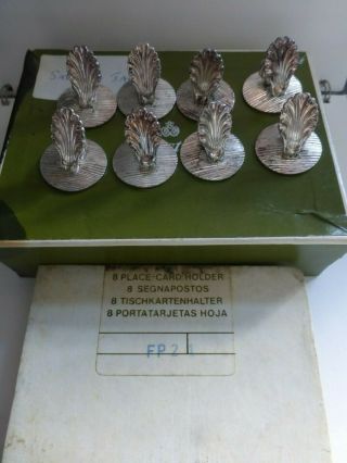 Vintage French Silver Plate Christofle Set Of 8 Menu Place Card Holders