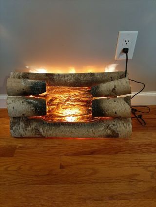Vintage Electric Fireplace Wood Logs Motion Faux Fire Rotating Light Looks Great