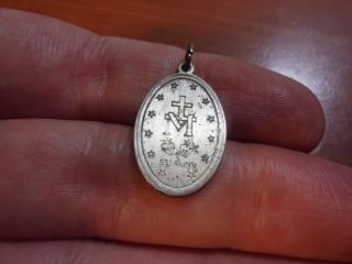 Vtg Sterling silver Our Lady of Fatima Virgin Mary charm pendant 2.  4 grams 3