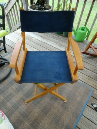 Vintage Telescope Folding Furniture Blue Canvas Directors Chair