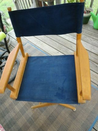 Vintage Telescope Folding Furniture Blue Canvas Directors Chair 2