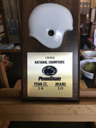 Penn State Walll Plaque National Championship 1986 7” X 4” Rare Over Miami 14 - 10