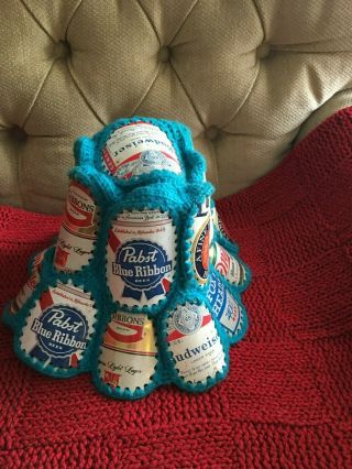 Vintage Beer Can Crochet Hat 1970 