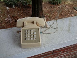 Vintage At&t 100 Beige Push Button Corded Desk Phone Landline Telephone