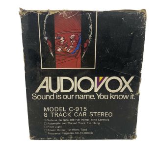 Vintage Audiovox 8 Track Tape Player Model No.  C - 915 W Box