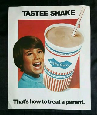Vintage 1977 Tastee - Freez Advertising Poster 22 " X 28 " (tastee Shake)