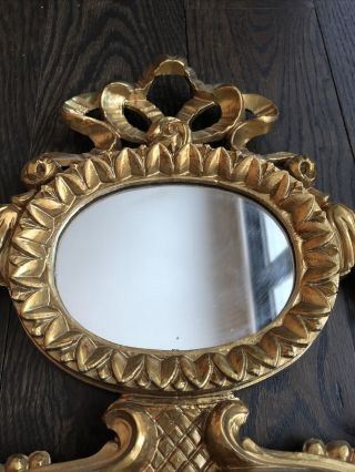 Vintage Art Deco Wall Mirror Ornate Carved Gold Frame EuroMarchi Made in ITALY 3