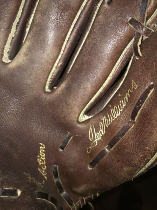 Vintage Ted Williams Baseball Glove Mitt Sears Roebuck 16154 Pro Style Pocket 3