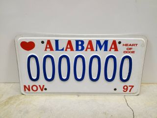 Vintage 1997 Alabama Sample License Plate