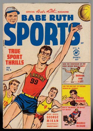 1950 Babe Ruth Harvey Comic 6 George Mikan Minneapolis Lakers Rocket Richard