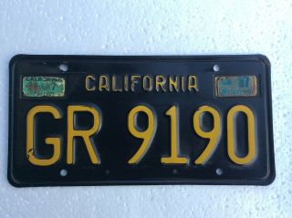 1963 Base California Black & Yellow License Plate Gr 9190 Yom Eligible