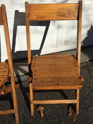 Vintage WOODEN SLAT Folding Chairs Snyder Chair Co.  - 3