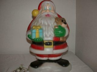 Vintage General Foam Santa Claus Blow Mold 18 " Tall Holding A Present & Bear