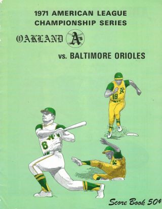 1971 Alcs Baseball Program,  Baltimore Orioles @ Oakland A 