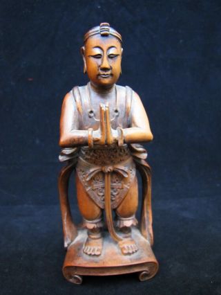Antique Late 19th Century Chinese Carved Wooden Figurine.